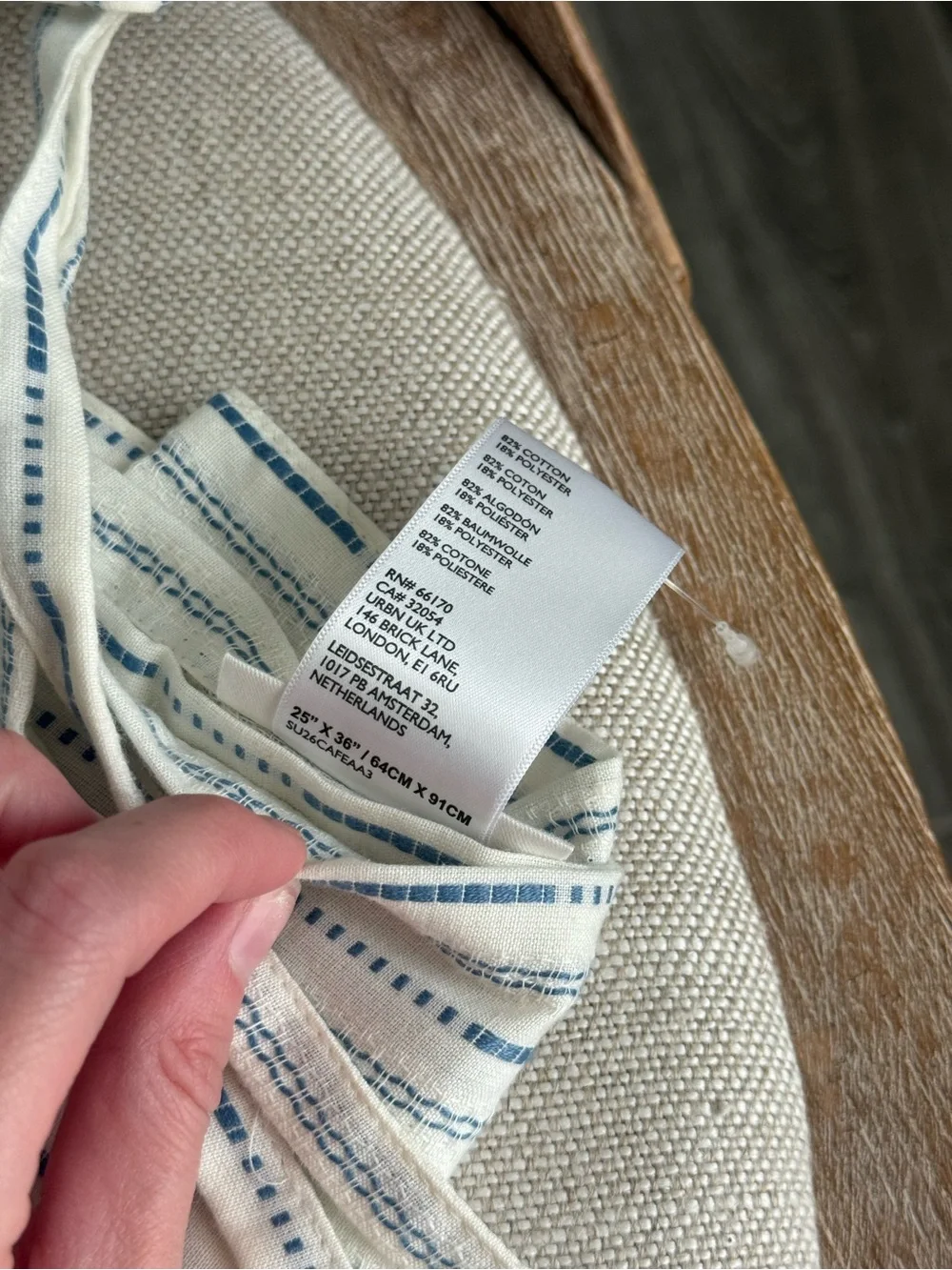 Anthropologie Karin Woven Cotton Blend Striped Tie-Top Cafe Curtain, Set of 2
